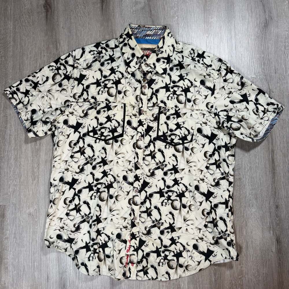 Robert Graham Abstract Print Short Sleeve Button Down Shirt AOP XL